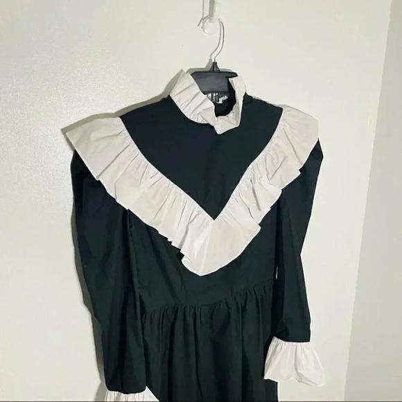NWT Batsheva Carol Ruffled Cotton Poplin Midi Dress Gothic Dark Academia - Picture 12 of 12